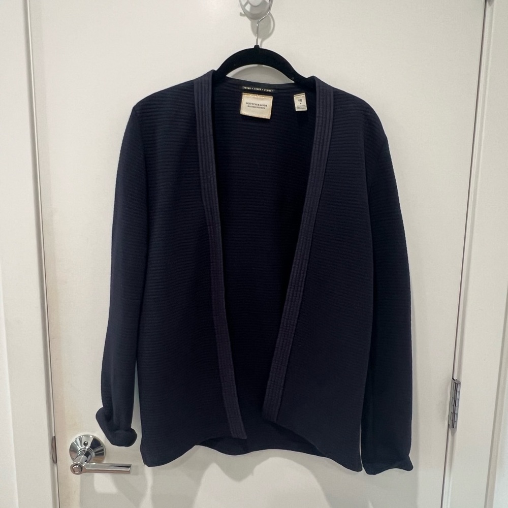 Scotch & Soda Navy Ribbed Cardigan Blazer Coat XS